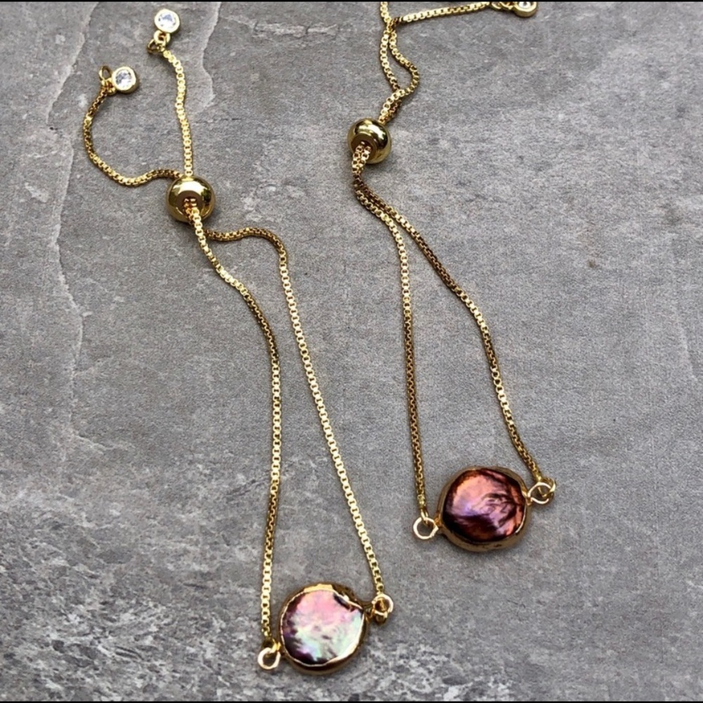 Stunning Natural Peacock Pearl 18K Gold Bracelet - Picture 5 of 7